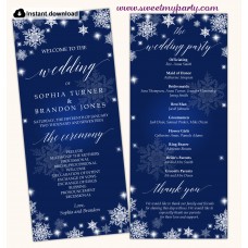 Snowflakes Wedding Program tea length,Winter Wedding Program template,(152) Snowflakes Wedding Program tea length,Winter Wedding Program template,(152)